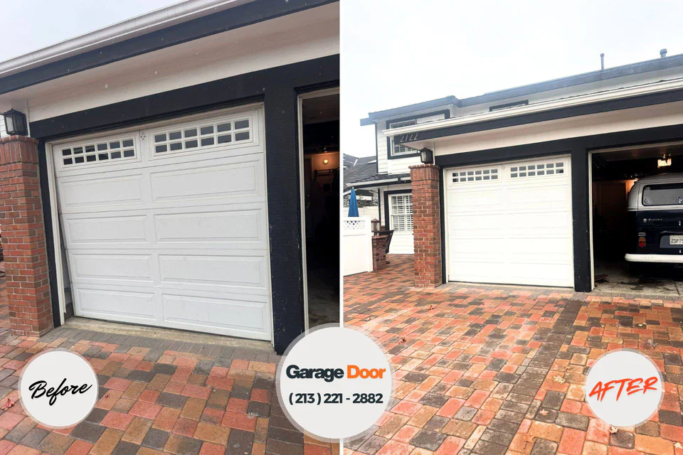 Before and after: garage door repair Muscle Shoals, AL